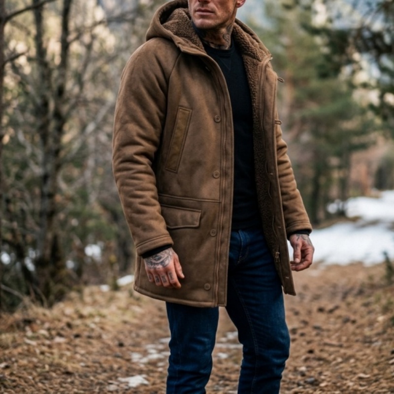 새로운 남성용 인조 퍼 안감 후드 겨울 재킷 |   방 - Outdoor Hunting Fleece 리뷰 및 가격