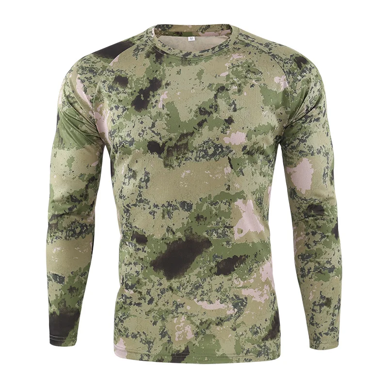 팝 긴 소매 위장 티셔츠 야외 빠른 건조 하이킹 전술  - Hunting Outdoor Clothing Brands 리뷰 및 가격