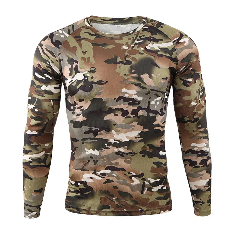 팝 긴 소매 위장 티셔츠 야외 빠른 건조 하이킹 전술  - Hunting Outdoor Clothing Brands 리뷰 및 가격