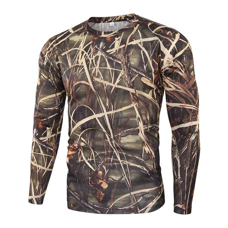 팝 긴 소매 위장 티셔츠 야외 빠른 건조 하이킹 전술  - Hunting Outdoor Clothing Brands 리뷰 및 가격