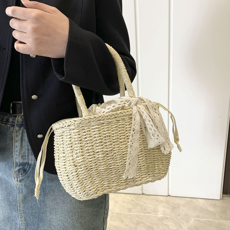 여성 짚으로 짠 Drawstring 핸드백 여자 솔리드 - Bow Stringer Tool 리뷰 및 가격